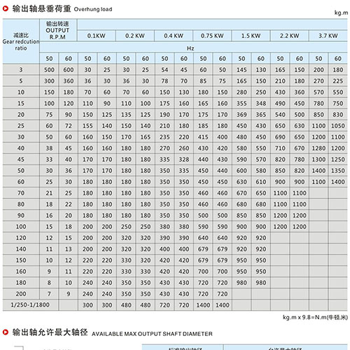 输出轴悬垂荷重